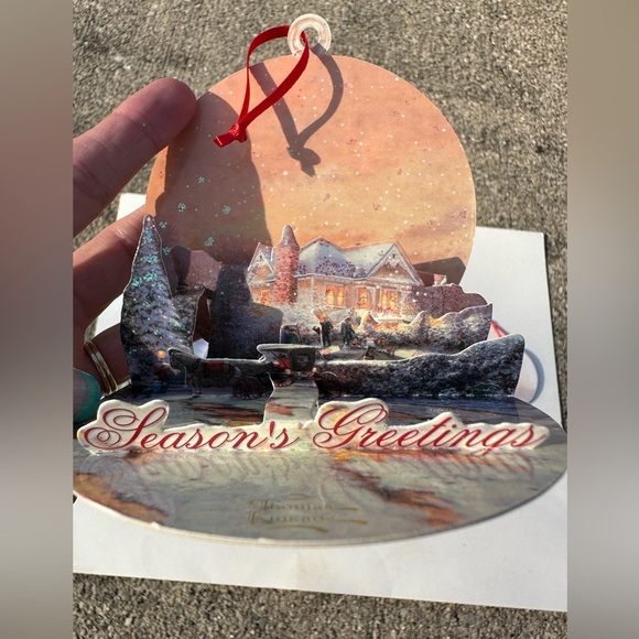 Thomas Kinkade Christmas 12 Pop Up Ornaments Gift Tags With 16 Envelopes Vintage - Picture 14 of 14
